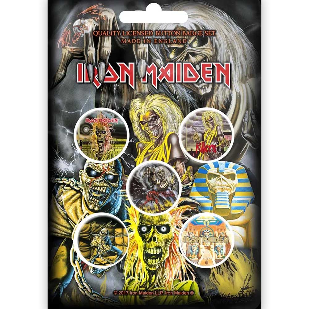 IRON MAIDEN アイアンメイデン (結成 50周年 ) - EARLY ALBUMS / 5個セット / バッジ - PGS